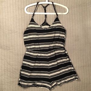 Lightweight Striped Strappy Jumpsuit Romper